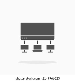 icono de glifo de conexión de concentrador de red. Se puede usar para productos digitales, presentación, diseño de impresión y más.