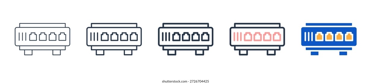 Network Hub diferentes iconos de estilo establecen la Ilustración vectorial.