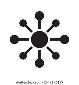 Network hub icon for connection and communication a central point for data distribution in a system or social network infrastructure great vector solid glyph icon
