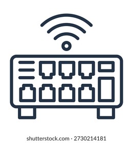 Ilustración vectorial de diseño de línea de icono de concentrador de red