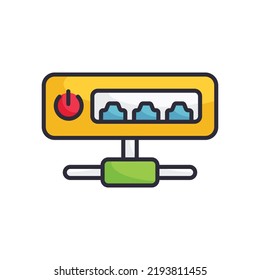 Ilustración de diseño de iconos de esquema rellenados de concentrador de red en fondo blanco. Archivo EPS 10 
