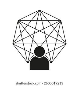 Network human icon. Geometric web lines. Connection structure shape. Vector outline symbol.