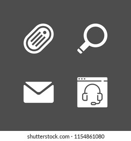 network icon. 4 network set with video chat, mail, token and search vector icons for web and mobile app