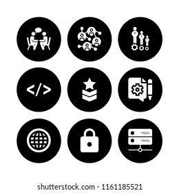network icon. 9 network set with world wide web, server, chat and https vector icons for web and mobile app