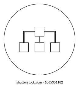 Network icon black color in circle vector illustration isolated