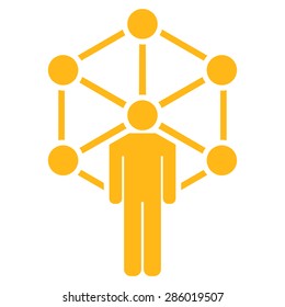 Network icon from Business Bicolor Set. This flat vector symbol uses yellow color, rounded angles, and isolated on a white background.