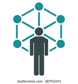 Network icon from Business Bicolor Set. This flat vector symbol uses soft blue colors, rounded angles, and isolated on a white background.