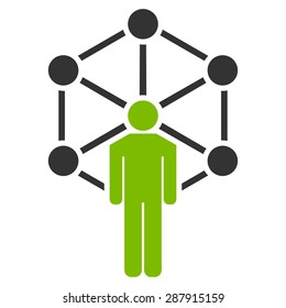 Network icon from Business Bicolor Set. This flat vector symbol uses eco green and gray colors, rounded angles, and isolated on a white background.