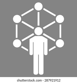 Network icon from Business Bicolor Set. This flat vector symbol uses white color, rounded angles, and isolated on a gray background.