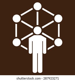 Network icon from Business Bicolor Set. This flat vector symbol uses white color, rounded angles, and isolated on a brown background.