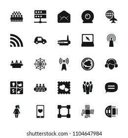 Network icon. collection of 25 network filled icons such as spider web, group, photo with heart, signal, wi-fi, laptop, server. editable network icons for web and mobile.
