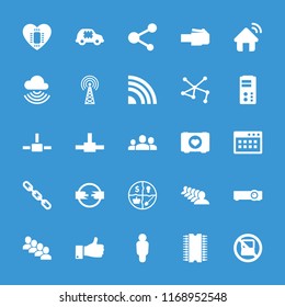 Network icon. collection of 25 network filled icons such as no laptop, group, case with heart, chain, connection, share, thumb up. editable network icons for web and mobile.