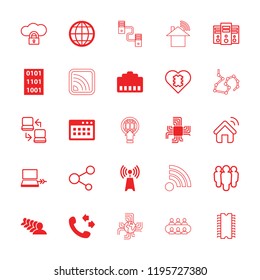 Network icon. collection of 25 network filled and outline icons such as group, call, phone cable, browser window, cpu in heart. editable network icons for web and mobile.