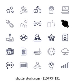 Network icon. collection of 25 network outline icons such as chat, dj, server, signal, cable, nightstand, star. editable network icons for web and mobile.