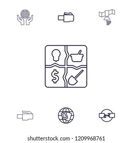 Network icon. collection of 7 network outline icons such as globe, phone cable, cable, marketing, signal. editable network icons for web and mobile.