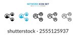 Network icon collection in black and blue colors
