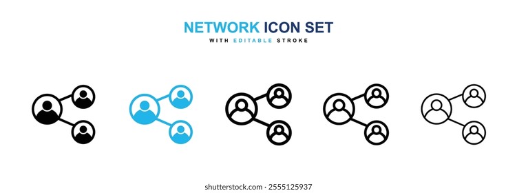 Network icon collection in black and blue colors