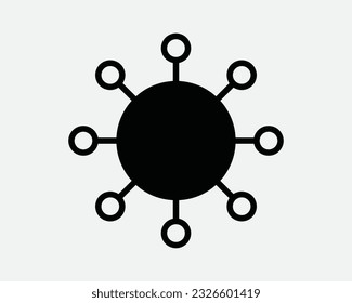 Icono de red. Conexión a redes sociales Conexión de red Comunitaria Combinar virus de marketing. EPS vectores de símbolo de símbolo de imagen de gráfico gráfico blanco negro