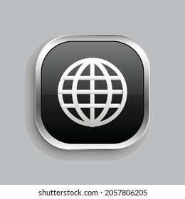 network icon design. Glossy Button style rounded rectangle isolated on gray background.. Vector illustration