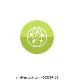 Network icon in flat color circle style. Communication global business