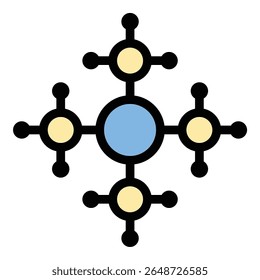 Ilustração em estilo de linha plana de ícone de rede que representa conectividade digital e troca de dados, adequada para tecnologia, sistemas de comunicação e projetos de infraestrutura de TI
