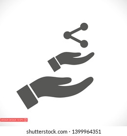Network icon in the hand , lorem ipsum Flat design