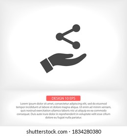 Network icon in the hand , lorem ipsum Flat design
