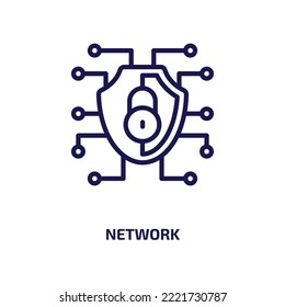 network icon from internet security collection. Thin linear network, internet, social outline icon isolated on white background. Line vector network sign, symbol for web and mobile