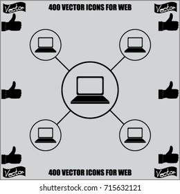 Network icon, lan vector illustration