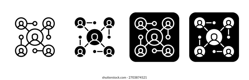 Línea de iconos de red y estilo de relleno negro Colección