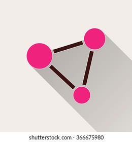 Network   icon with long shadow, flat design. Vector illustration.