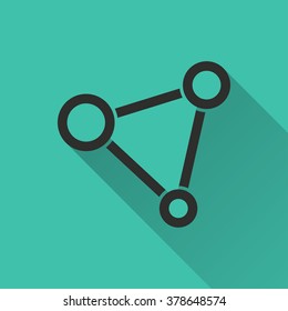 Network   icon with long shadow, flat design. Vector illustration.
