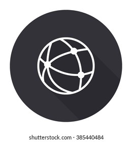 network icon with long shadow - vector round button