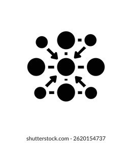 Icono de red con múltiples conexiones que muestra el intercambio de datos