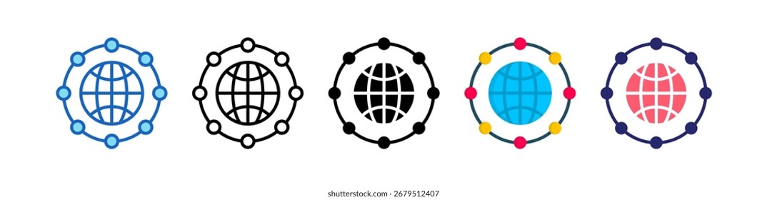 Ícone De Rede Conjunto De Vários Estilos.