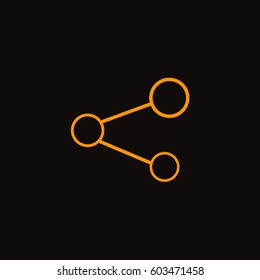 network icon. Orange icon on black background