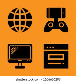 network, icon, play and empty icons set. Vector illustration for web and design