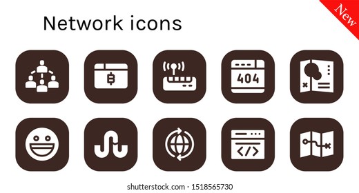 network icon set. 10 filled network icons.  Collection Of - Connected, Bitcoin, Wifi, , Map, Yahoo, Stumbleupon, World, Coding icons