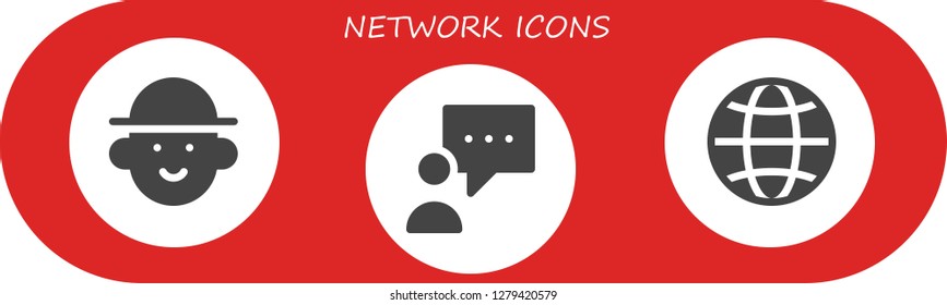  network icon set. 3 filled network icons. Simple modern icons about  - Avatar, Blogger, Worldwide