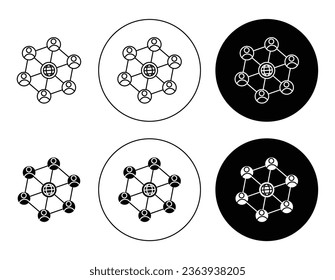 Netzwerk-Symbol in schwarz gefüllt und umrissen Stil gesetzt. geeignet für UI-Designs