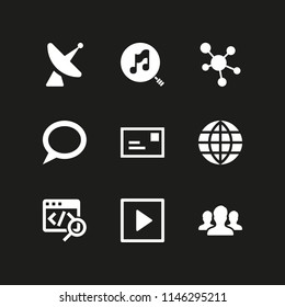 network icon set with chat, satellite dish and play buttom vector icons for web and graphic design