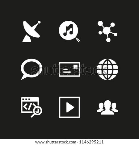 network icon set with chat, satellite dish and play buttom vector icons for web and graphic design