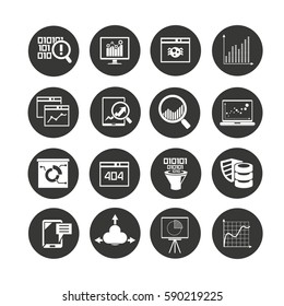 network icon set in circle buttons