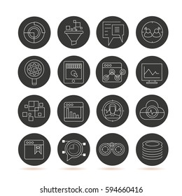 network icon set in circle buttons