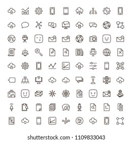Network icon set. Collection of high quality outline computer pictograms in modern flat style. Black connectr symbol for web design and mobile app on white background. Server line logo.