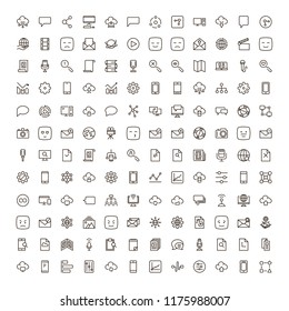 Network icon set. Collection of high quality outline computer pictograms in modern flat style. Black connectr symbol for web design and mobile app on white background. Server line logo.