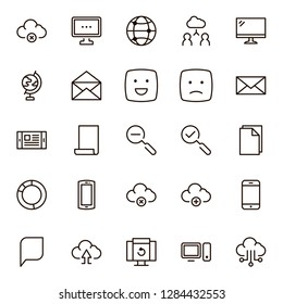 Network icon set. Collection of high quality outline computer pictograms in modern flat style. Black connectr symbol for web design and mobile app on white background. Server line logo.