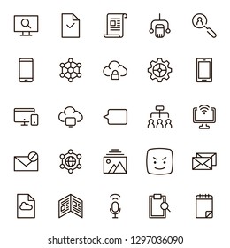 Network icon set. Collection of high quality outline computer pictograms in modern flat style. Black connectr symbol for web design and mobile app on white background. Server line logo.