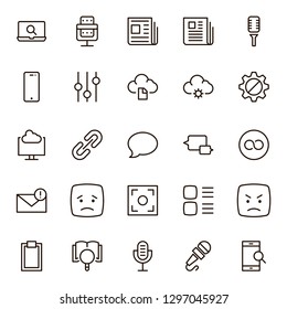 Network icon set. Collection of high quality outline computer pictograms in modern flat style. Black connectr symbol for web design and mobile app on white background. Server line logo.