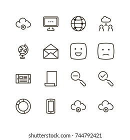 Network icon set. Collection of high quality outline computer pictograms in modern flat style. Black connect symbol for web design and mobile app on white background. Server line logo.